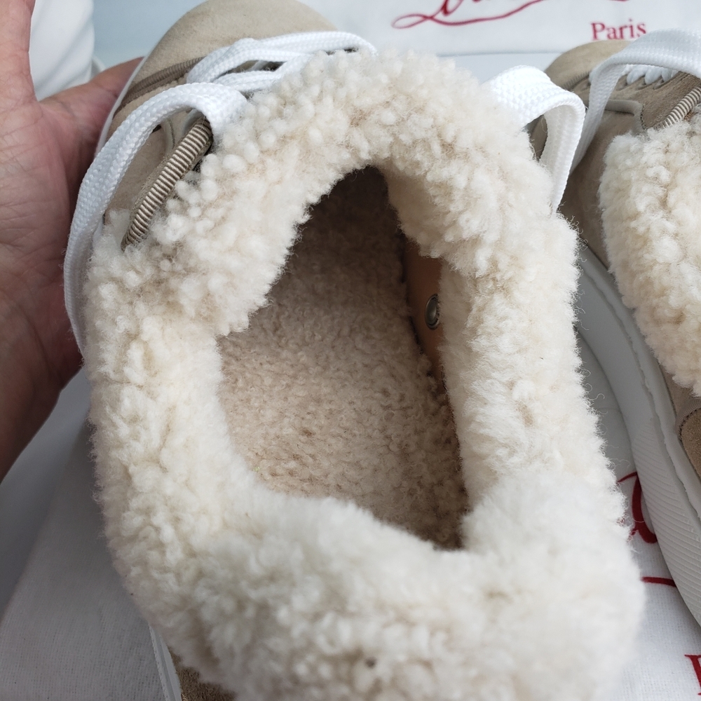 Christian Louboutin Suede Shearling Sneaker Vieirissima Leather NEW 38 / 8 - Picture 14 of 17